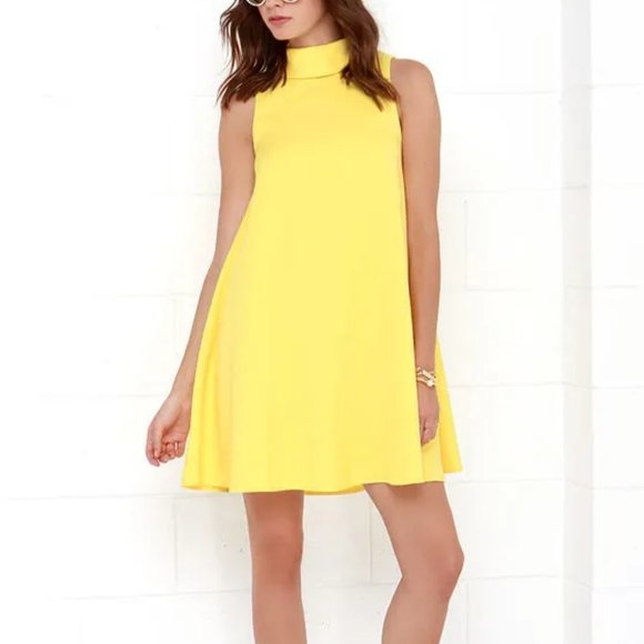LuLu's Mod Maven Yellow Swing Dress size S - Picture 1 of 12